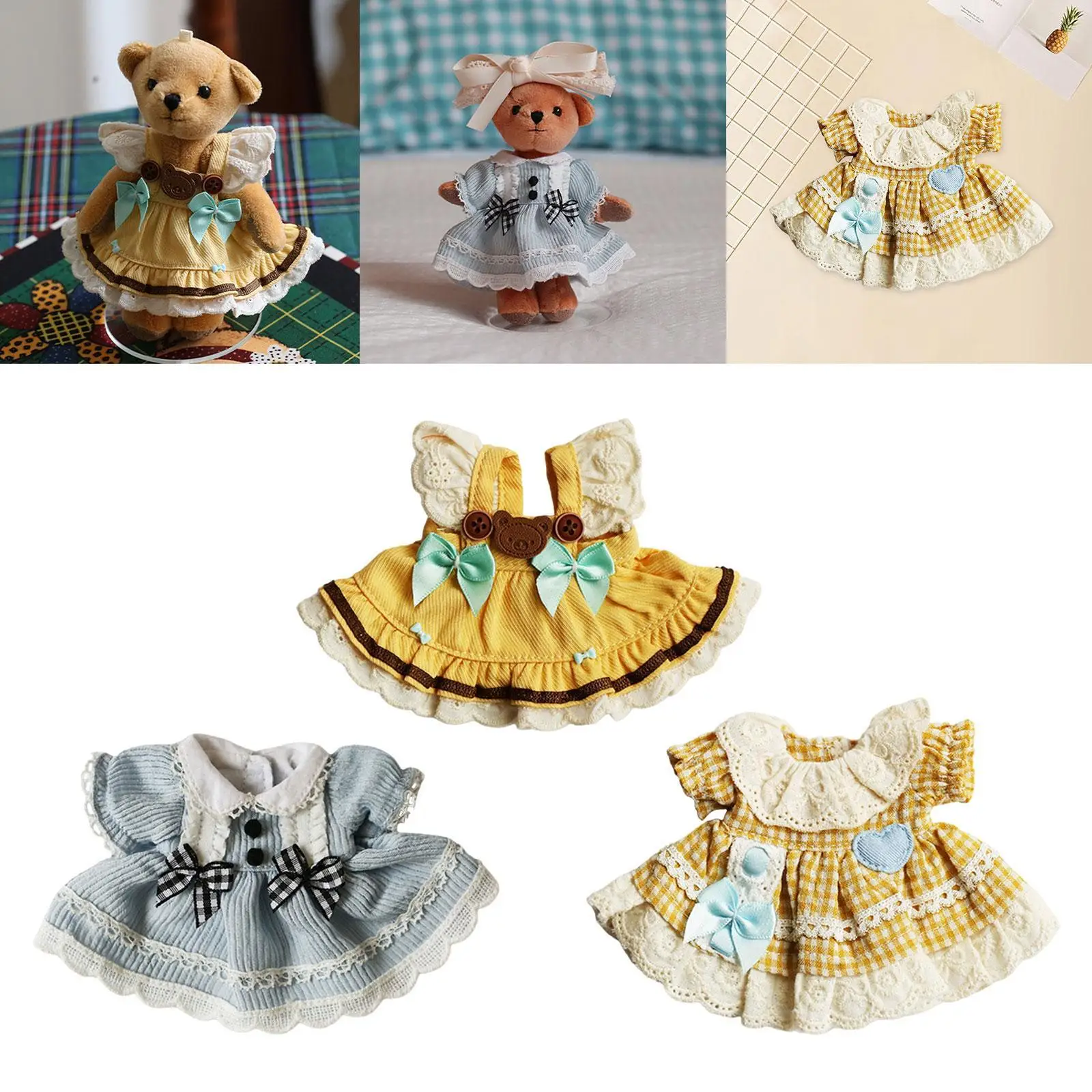 Traje de muñeca, conjunto de vestido de moda para juguetes de peluche de 4,72 pulgadas