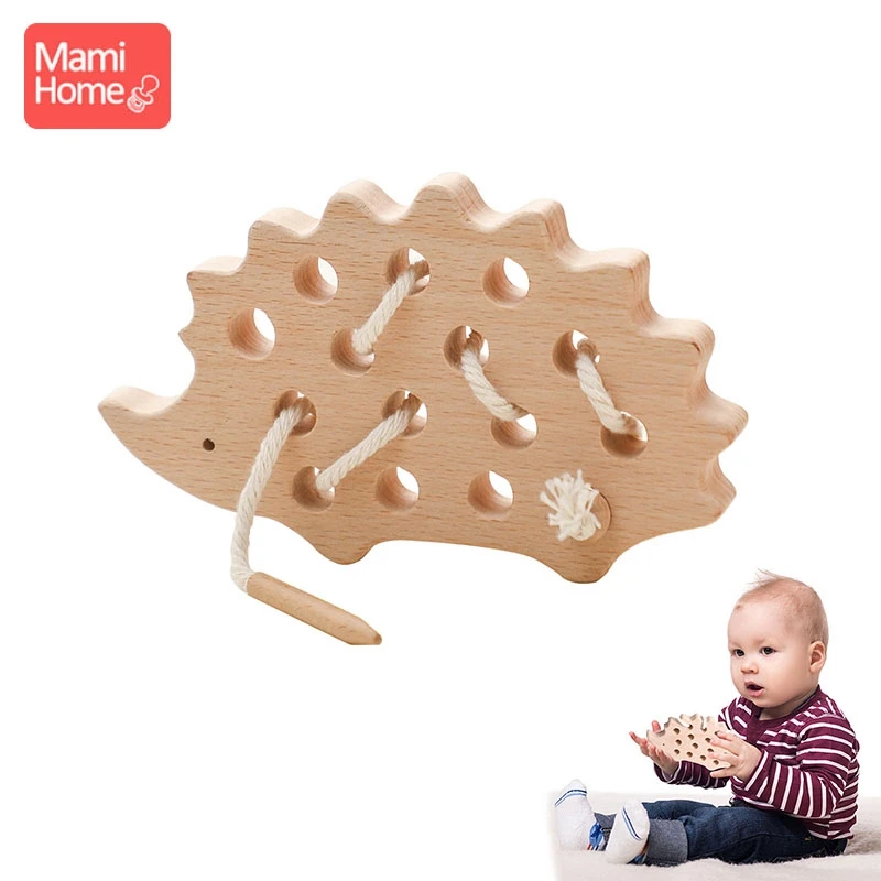 Bloques de roscado Montessori de madera para bebé, tablero de erizo de haya, juguete creativo, habilidad práctica, educativo, regalos para niños