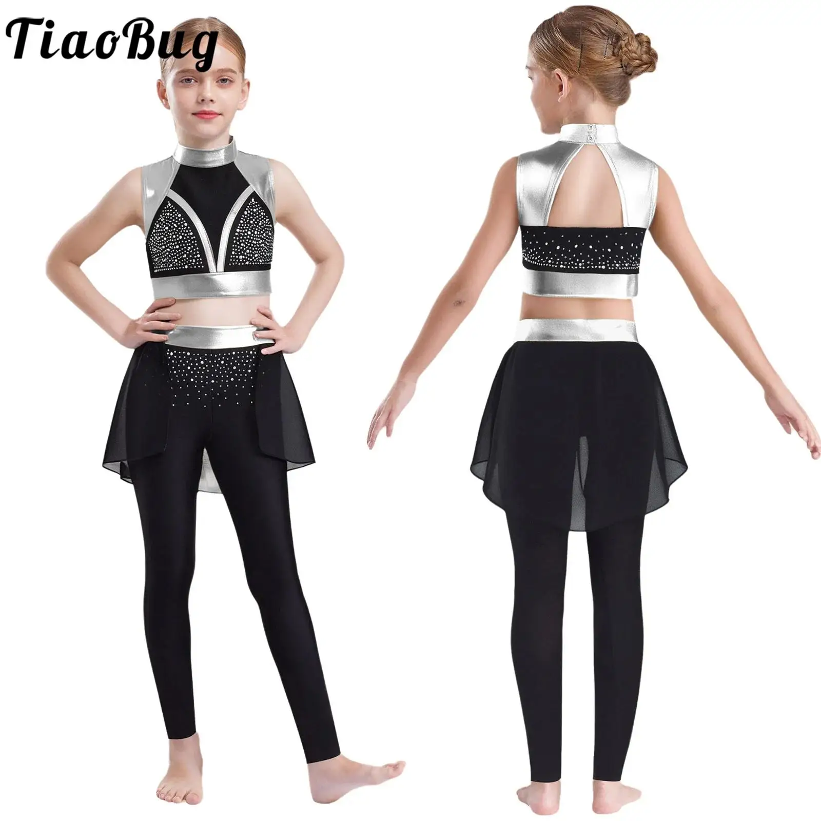 Top brillante de malla para niña – Ballet y gimnasia