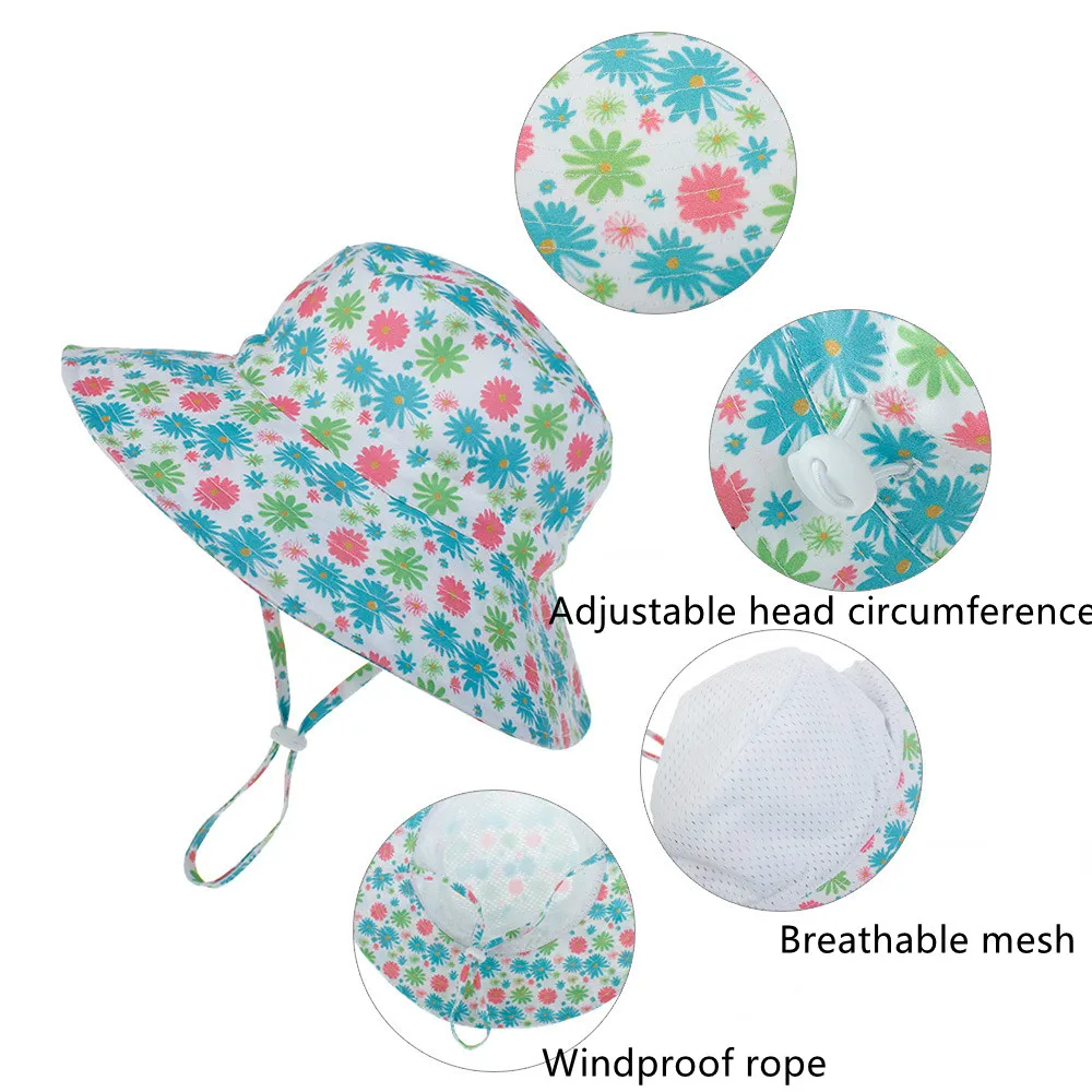 Gorra solar infantil de algodón con protección UV y cordón ajustable - imagen 3