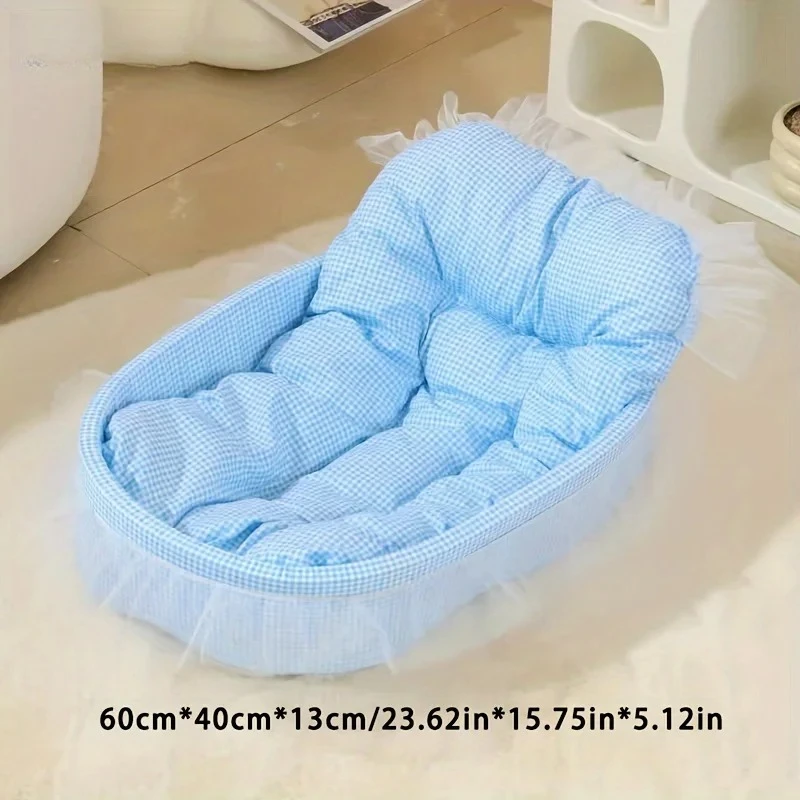 Sofá cama de princesa para gatos con bordes de gasa, tapete para mascotas lavable y extraíble para todas las estaciones, adecuado para gatos y perros - imagen 2