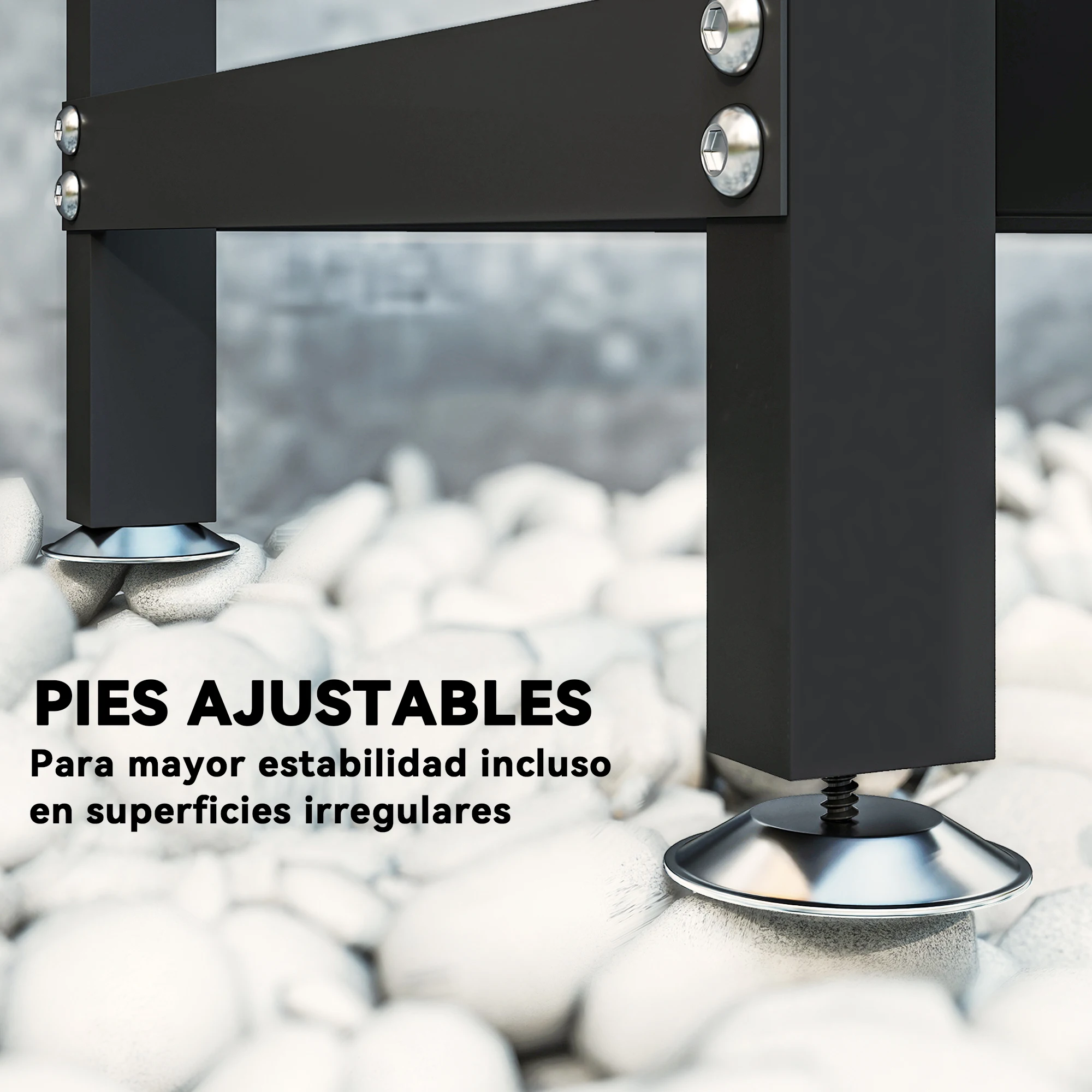 Outsunny Estante de Leña Metálico, 235x31x116 cm, Leñero Exterior con Cubierta Impermeable 600D Oxford, Marco de Acero y Cadenas de Acero, Soporte para Leña de Chimenea, Almacenaje para Madera, Negro - imagen 4