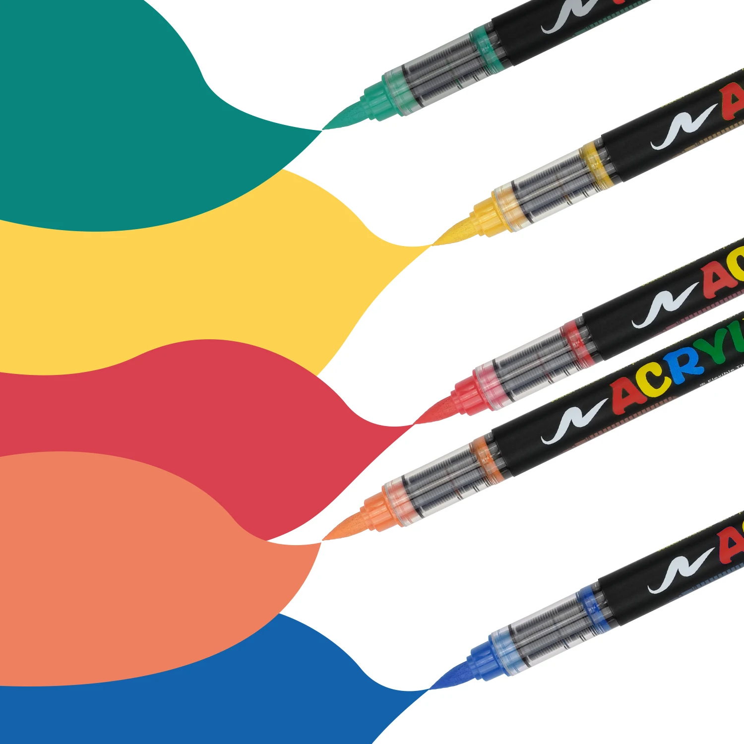 Bolígrafo de pintura acrílica con punta de pincel suave, control automático de tinta, resistente al agua y de alta saturación, ideal para madera, metal, plástico, lienzo, tela, - imagen 2