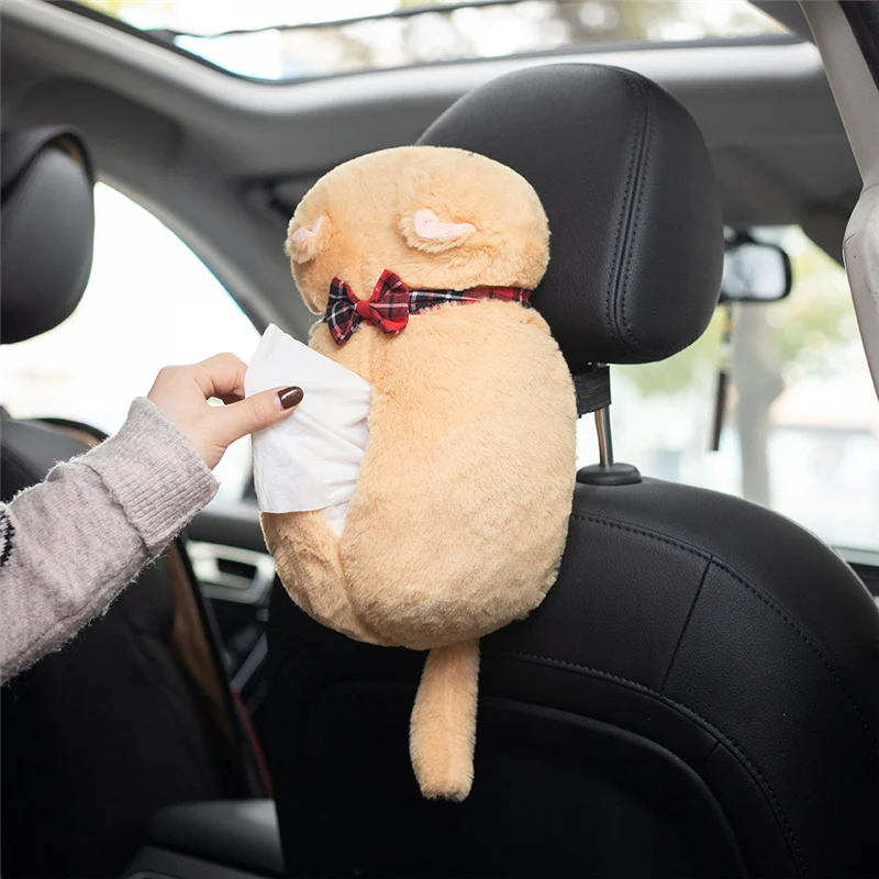 Caja de pañuelos de gato Kawaii de 30CM, juguetes de peluche de gato realista, almohada de animales suaves, regalos para amigos, decoración de coche - imagen 2