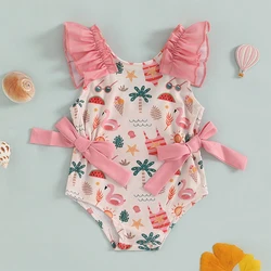 Tregren Bañador bebé niña con estampado de concha y lazo