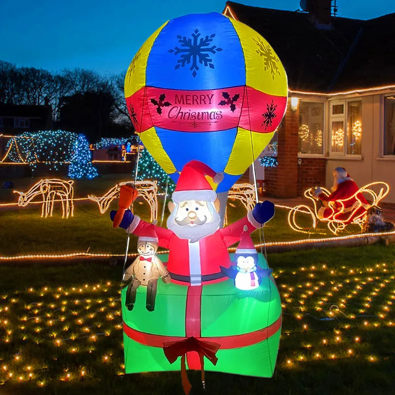 Juguetes inflables de Navidad con forma de globo de aire gigante, modelo inflable de Papá Noel, luces LED, decoración de Navidad al aire libre, regalo, 9 pies - imagen 4