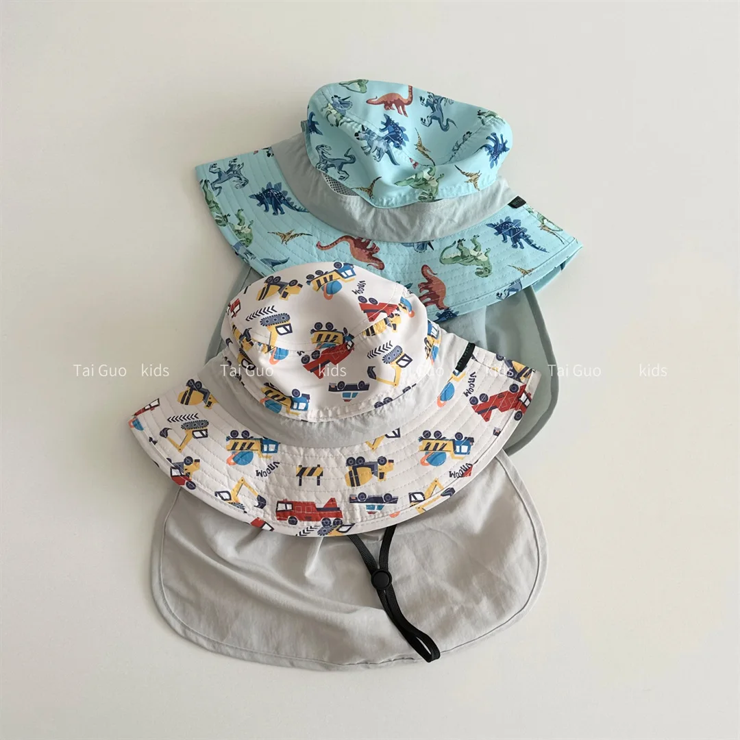 Sombrero de verano para bebés niñas dinosaurio secado rápido pescador - imagen 4