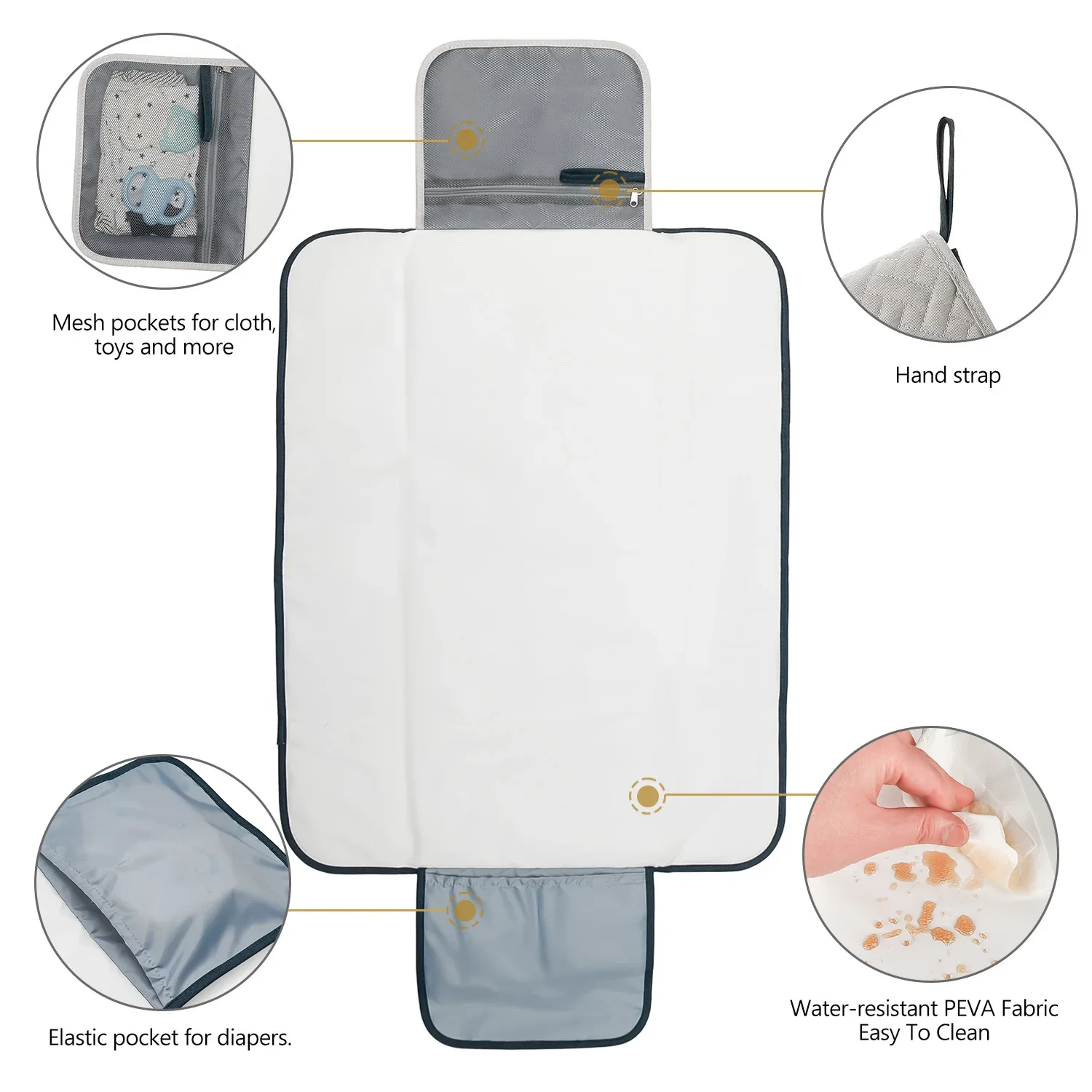 Cambiador de pañales plegable impermeable para bebé recién nacido - imagen 4