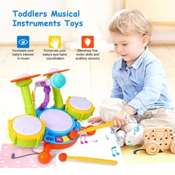 Batería infantil con micrófono – Juguete musical educativo para niños