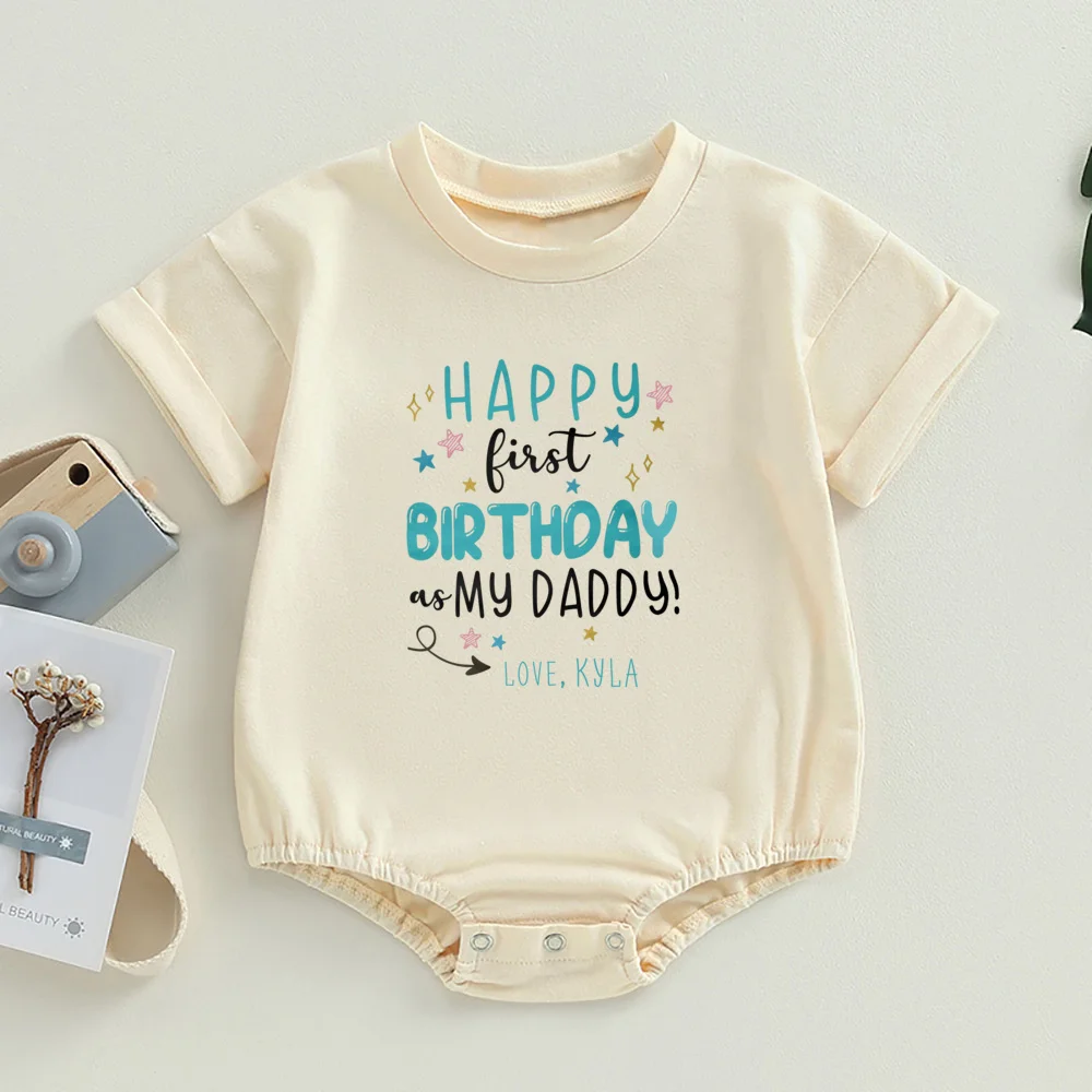 Feliz primer cumpleaños como mi papá mameluco de bebé mono de cumpleaños personalizado papá cumpleaños regalo del Día del Padre lindo traje infantil - imagen 5