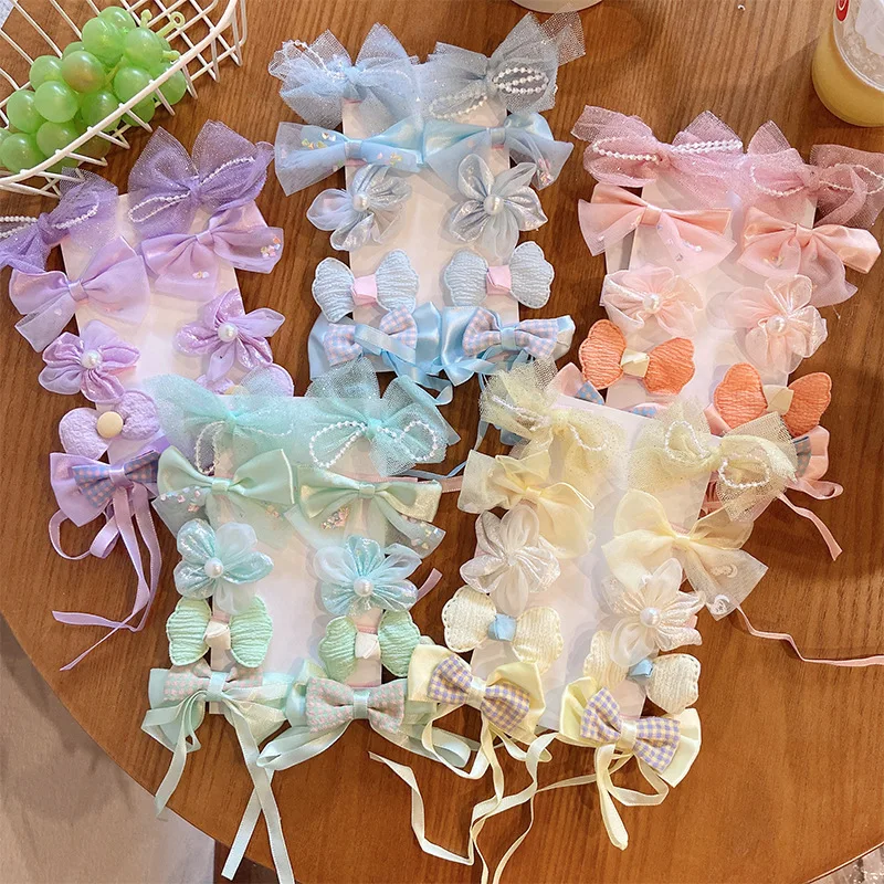 Pinza pelo lateral lazo floral caramelo para niña - imagen 5
