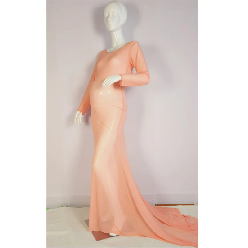 Body de tul para embarazadas – Vestido de maternidad manga larga - imagen 3