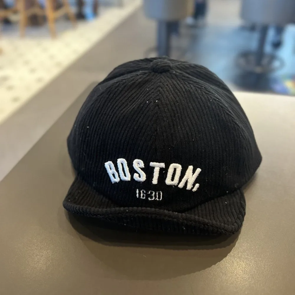 Gorra de pana con diseño bordado para niños, gorra de pico de pato transpirable de Color sólido para bebé, gorra de béisbol ligera ajustable - imagen 2