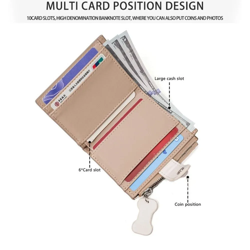 Cartera portátil de estilo coreano con bordado de perro salchicha, monedero ultrafino, bolso de mano corto con múltiples ranuras para tarjetas para hombre - imagen 4