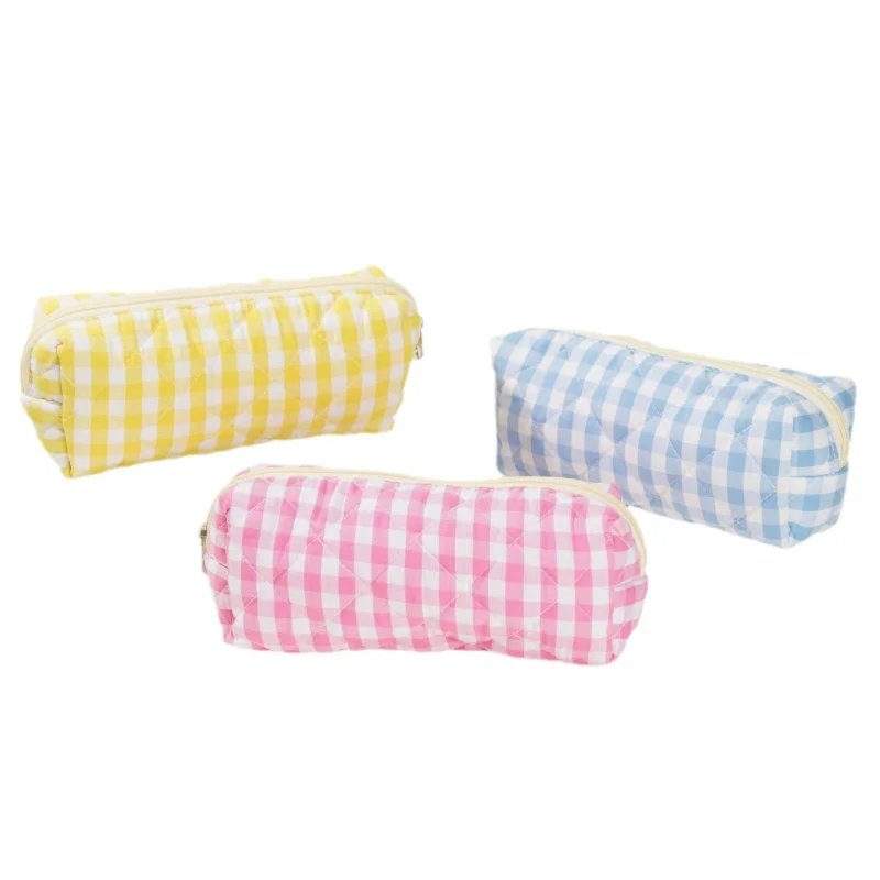 Bolsa de lápices a cuadros multicolor para niñas - imagen 4