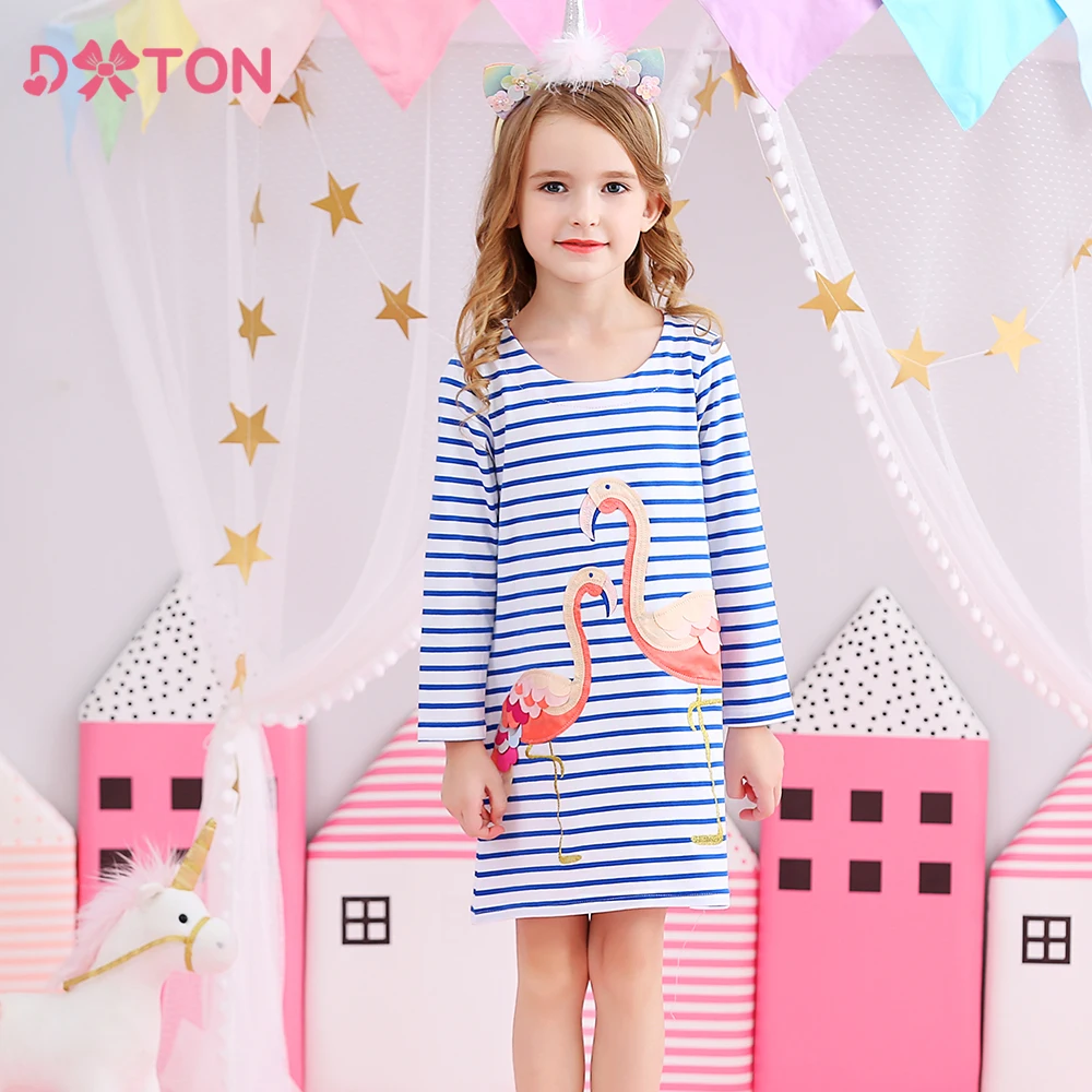 DXTON Vestido de invierno a rayas para niña estilo flamenco - imagen 3