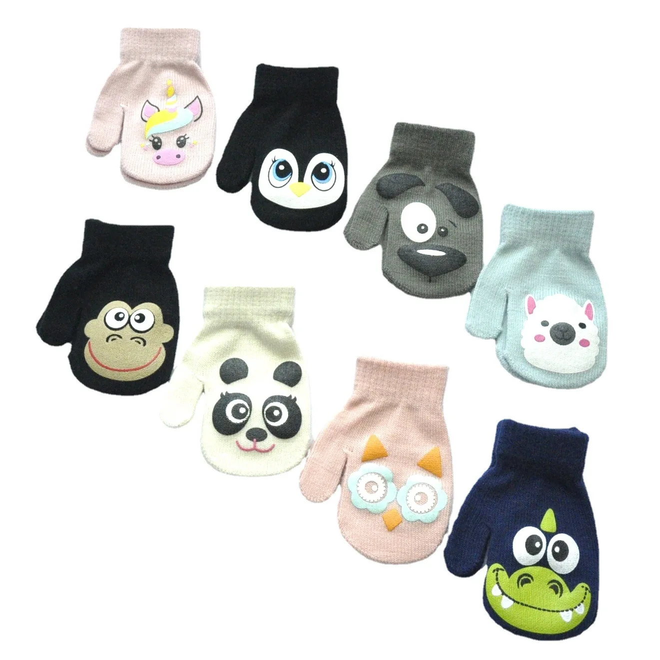 Guantes de invierno para niños punto cálido suave con animales - imagen 4