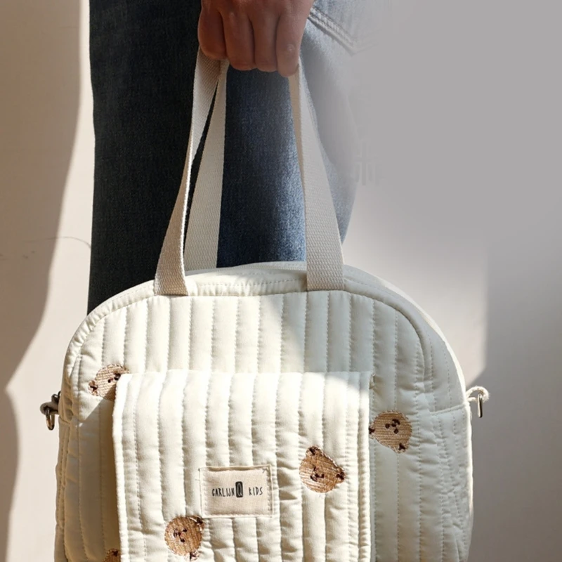 M76C Bolso pequeño funcional para padres con múltiples bolsillos y atractivo bolso maternidad con patrón oso adecuado para - imagen 3