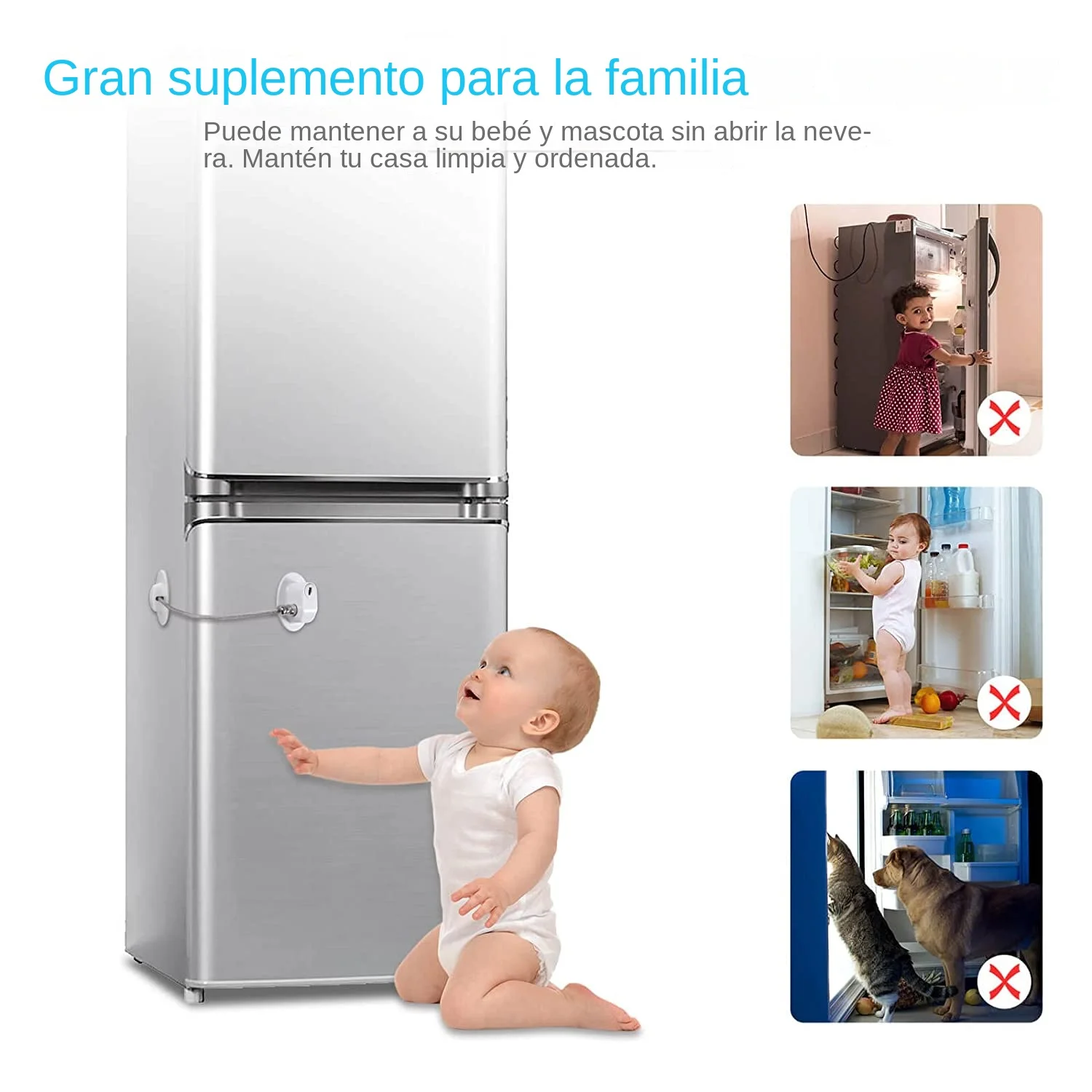 Cerradura de seguridad para niños, protección de Cable de acero inoxidable, cierre de puerta de refrigerador para el hogar, bloqueo de ventana de fijación fuerte - imagen 4