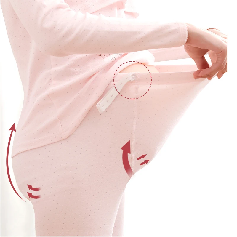 Nuevo Conjunto de pijamas de maternidad para primavera y otoño, ropa de lactancia, ropa de noche de lactancia, 100% de algodón, fácil de levantar, alimentación de bebé - imagen 4