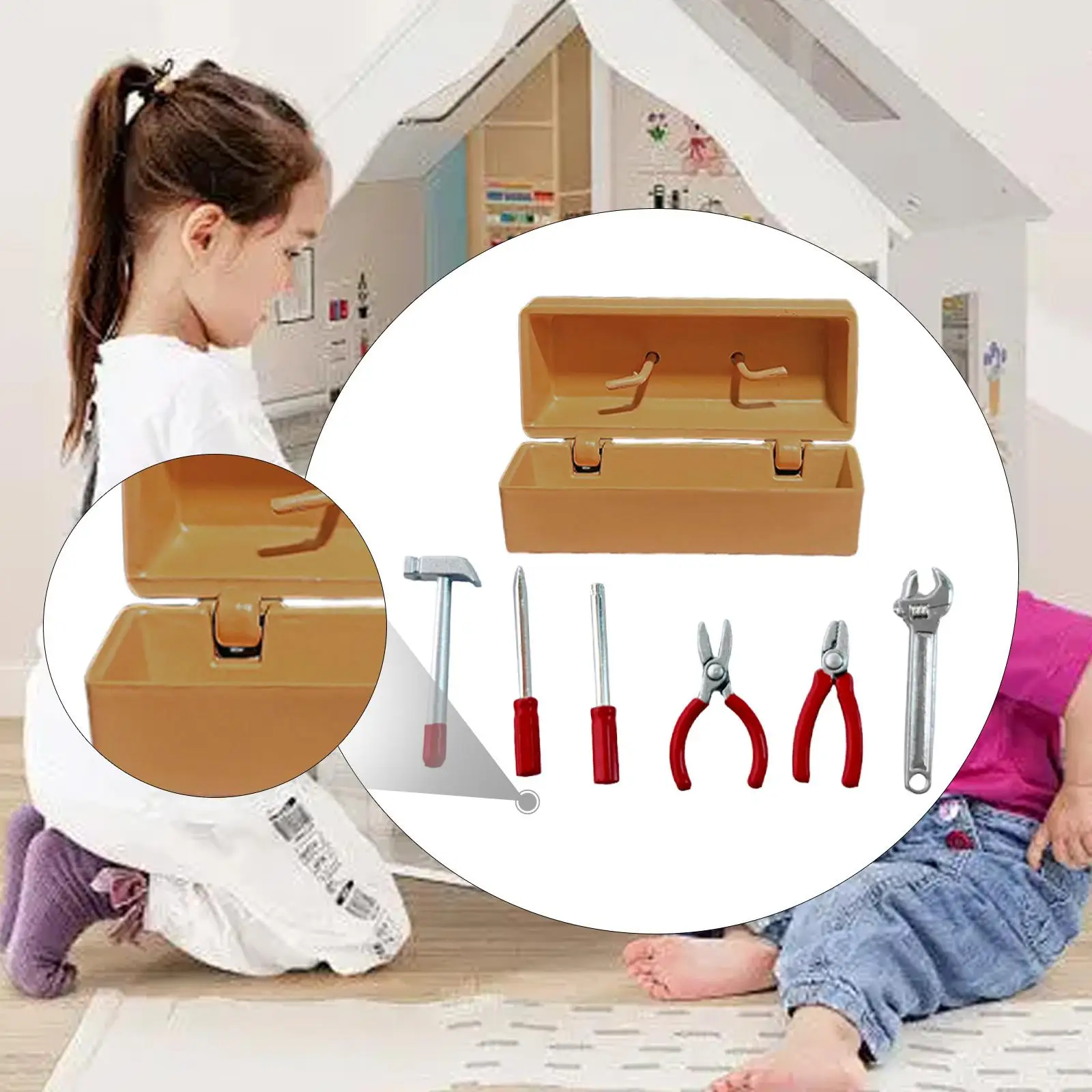 Miniature Repair Tools Box Mini DIY Tools Case Collections Scenes Realistic Pretend Toys Miniature Accessories for Girls Kids
