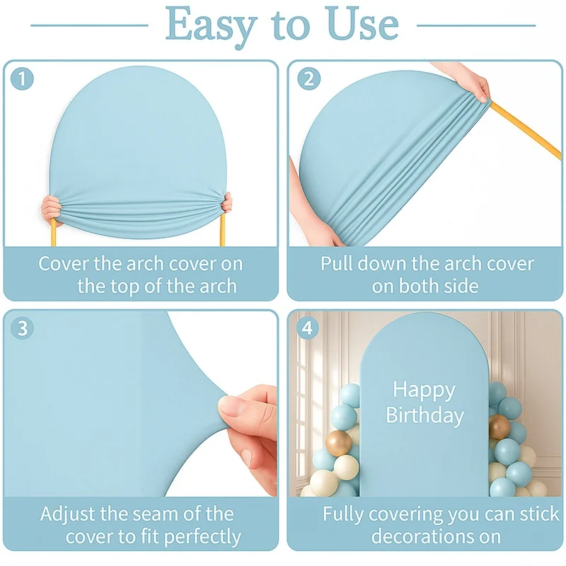 Fondo de cubierta de arco de Color sólido, tela negra, azul y rosa, telón de fondo de alta elasticidad para decoración de banquete, ceremonia, fiesta de boda y cumpleaños - imagen 5