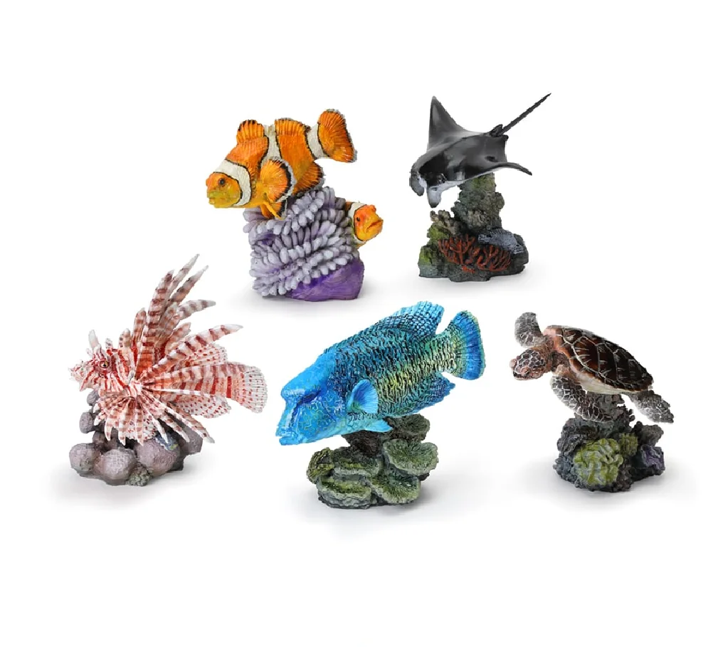 Juguetes cápsula originales Gran mini colección ilustrada de criaturas vivas: figuras de Manta Ray de pez león de arrecife Coral - imagen 2