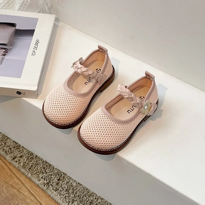 Sandalias para niñas, zapatos deportivos informales para niños, zapatos planos sencillos de malla para exteriores, cómodos y antideslizantes, otoño 2025 - imagen 2