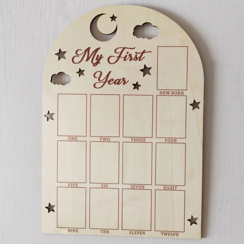 Marco de fotos madera bebé – calendario mensual y tablero hitos - imagen 2