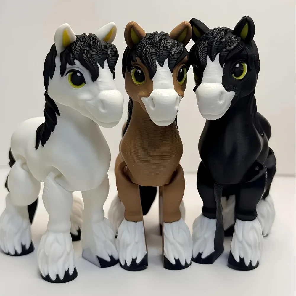 Modelo de poni de caballo impreso en 3D, estatua de juguete de animales flexibles, articulaciones móviles, decoración para el hogar y la Oficina, juguetes antiestrés, juguetes de animales para aliviar el estrés - imagen 2