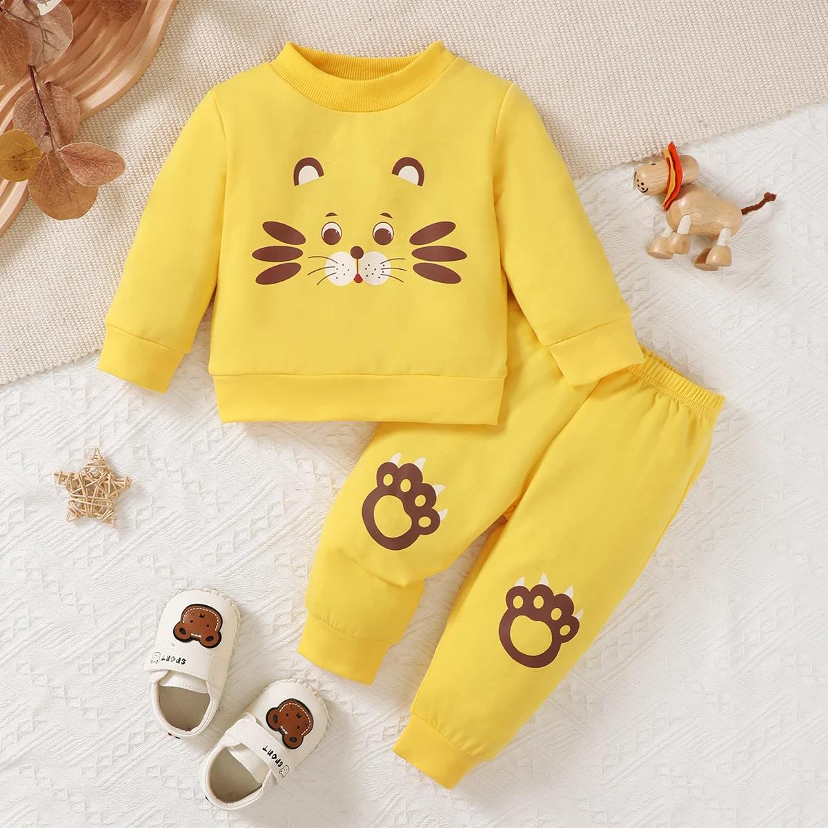 Conjunto de manga larga para bebé con estampado de león - imagen 2