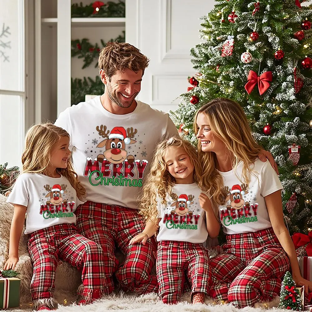 Feliz Navidad familia ropa a juego familia Navidad camiseta a juego mamá papá hija hijo bebé Tops camisa regalo de vacaciones