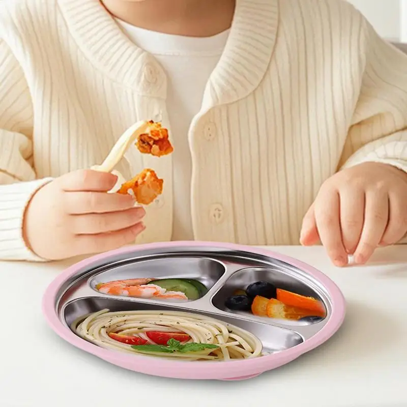 Plato dividido para niños pequeños, utensilios para niños pequeños, platos de alimentación para bebés, cuenco de alimentación para niños resistente a caídas para llevar, cuidado del jardín de infantes - imagen 3