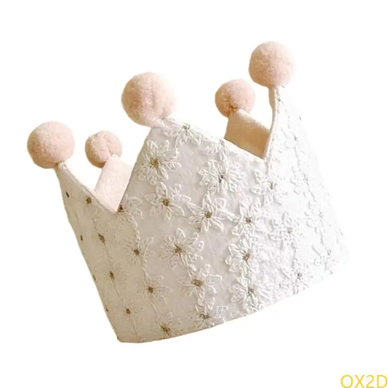 QX2D Baby Girls Crowned Tadle Tadera 3D Bordado Bordado Royal Diseño Soft Lace Soft - imagen 3