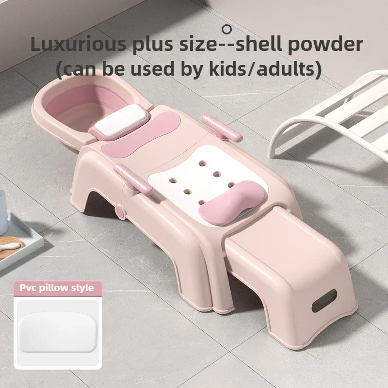 Silla plegable para lavar el cabello de bebé, asiento de baño reclinable ajustable para champú, uso doméstico para niños pequeños, silla de baño para niños, cabezal de ducha para baño de bebé - imagen 5