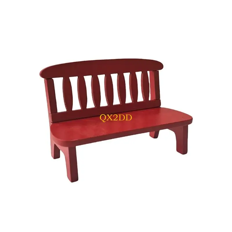 QX2D-casa muñecas, silla para parque, exhibición habitación en miniatura, muebles madera, modelo para escena - imagen 4