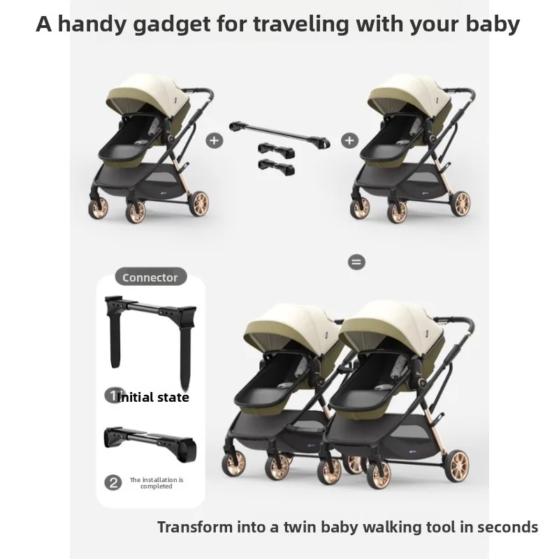 Los fetos del dragón y el Fénix gemelos Weilebao se pueden dividir, sentarse y acostarse, cochecito para recién nacido plegable y ligero - imagen 3