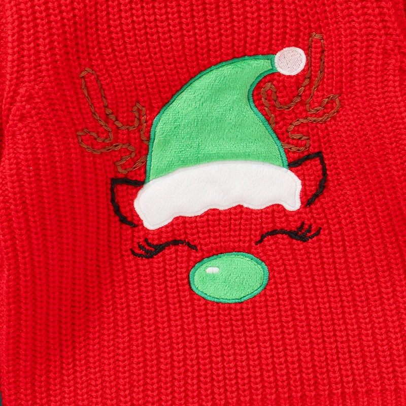 Suéter navideño bebé rojo y verde de cuello redondo con manga larga - imagen 2