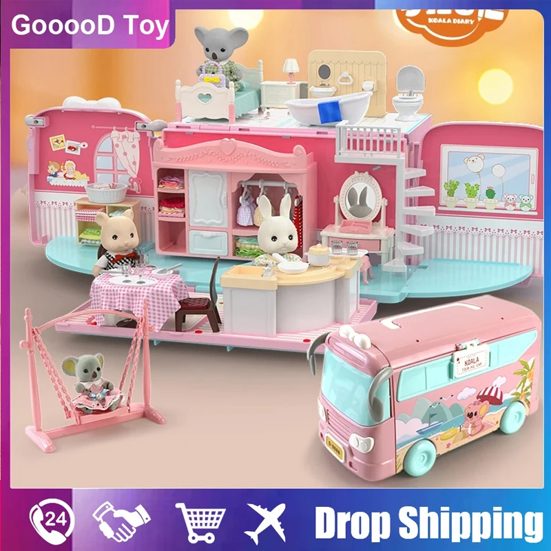 Casa de muñecas infantil grande con dormitorio, cocina y baño - imagen 4