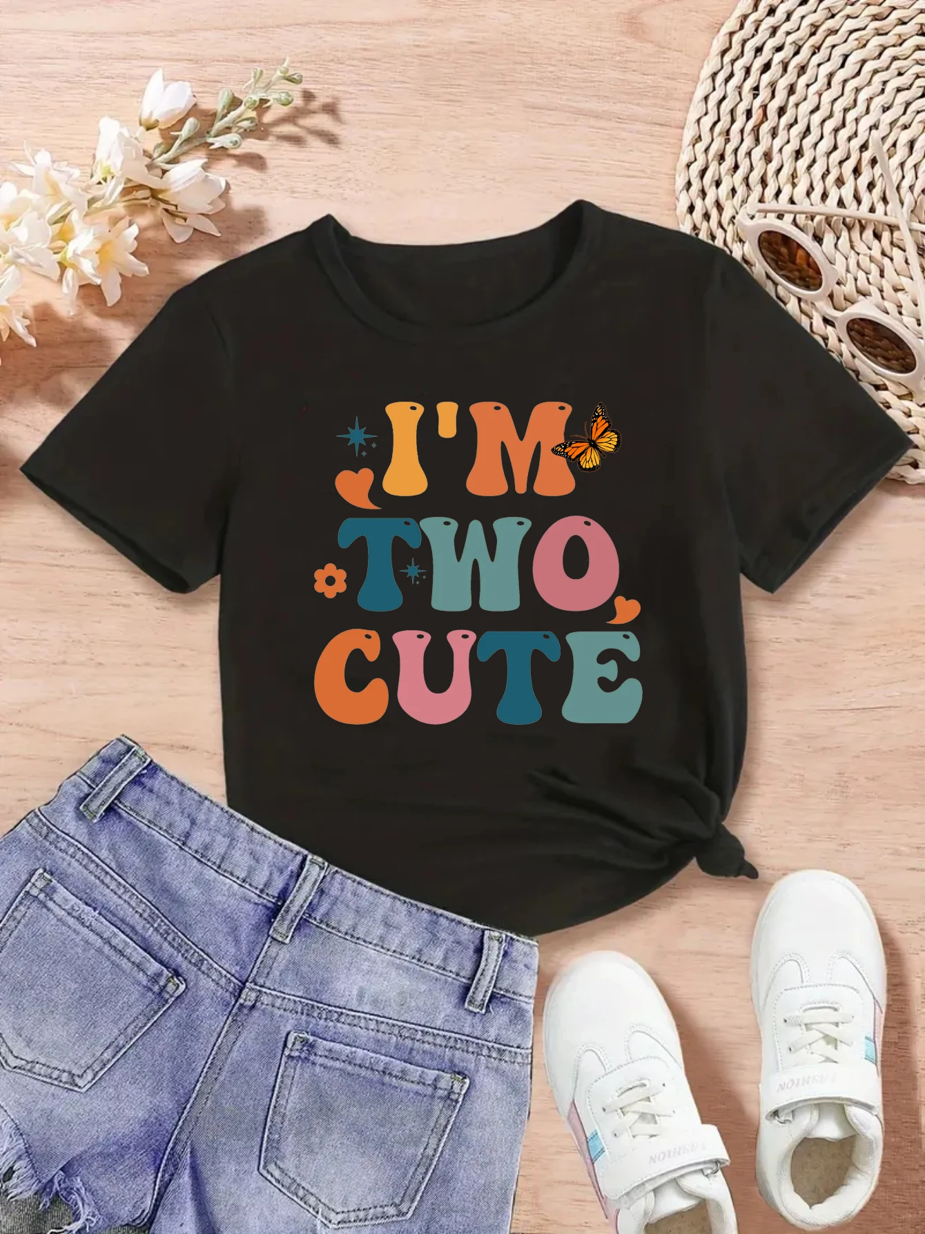 Camiseta Retro I Am 1st/2nd/3rd con estampado de mariposas para niñas, ropa Kawaii para niños, el mejor regalo de cumpleaños, camiseta para niños pequeños