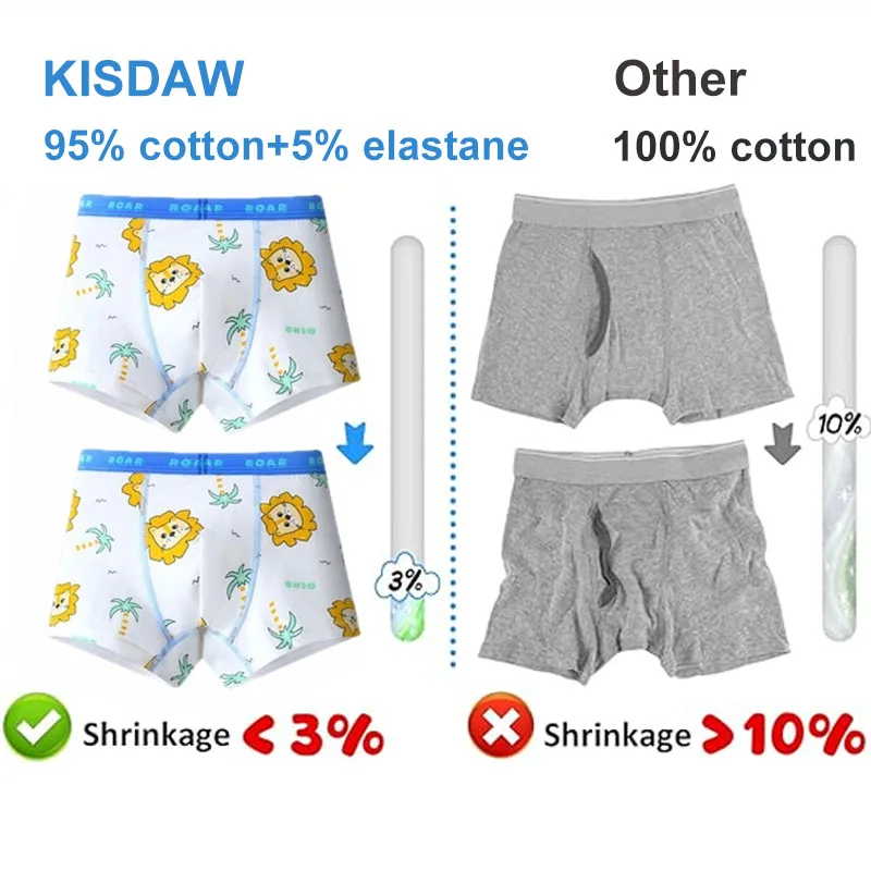 4 unids/lote Boxer de algodón transpirable para niños calzoncillos con patrón de dinosaurio Boxers para niños ropa interior suave para niños Boxer Shorts para 2-9T - imagen 5