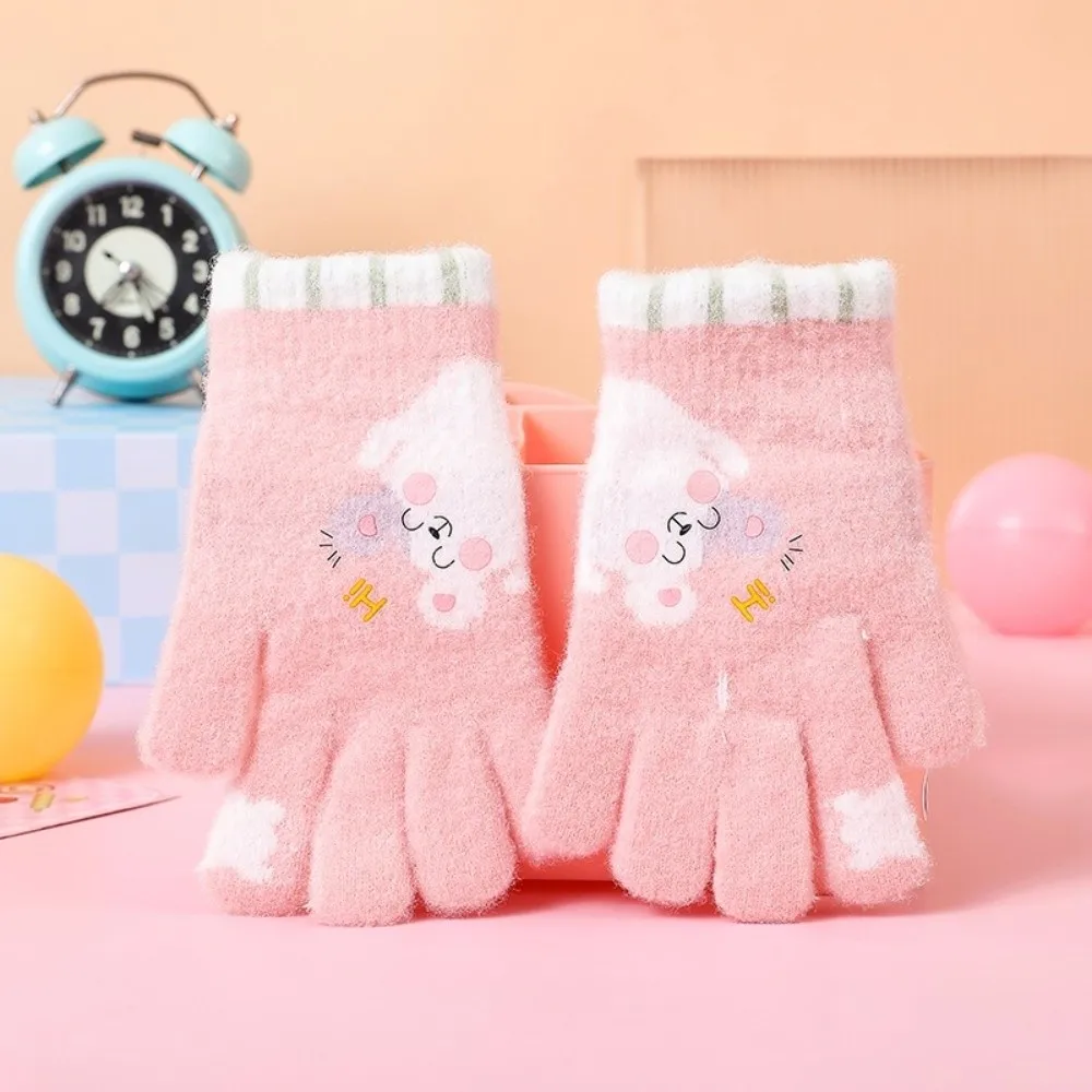 Guantes de invierno cálidos y bonitos de 5 a 12 años, guantes de Color caramelo a prueba de frío, guantes de punto suaves y gruesos para niños pequeños - imagen 2