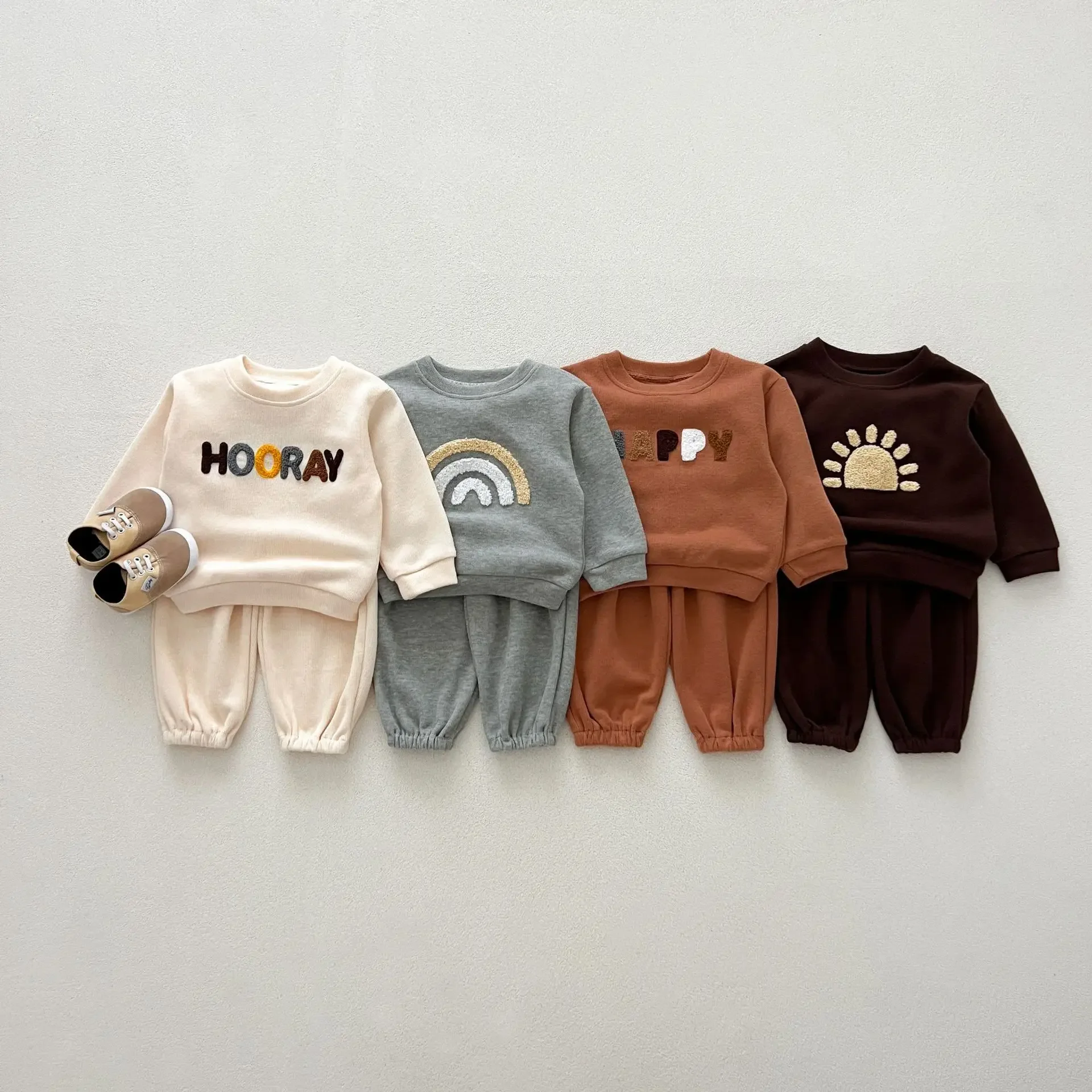Milangel-Conjunto de sudadera Y pantalones para niños Y niñas, jersey con capucha Y letras para niños de 0 a 4 años, 2 piezas, novedad de otoño