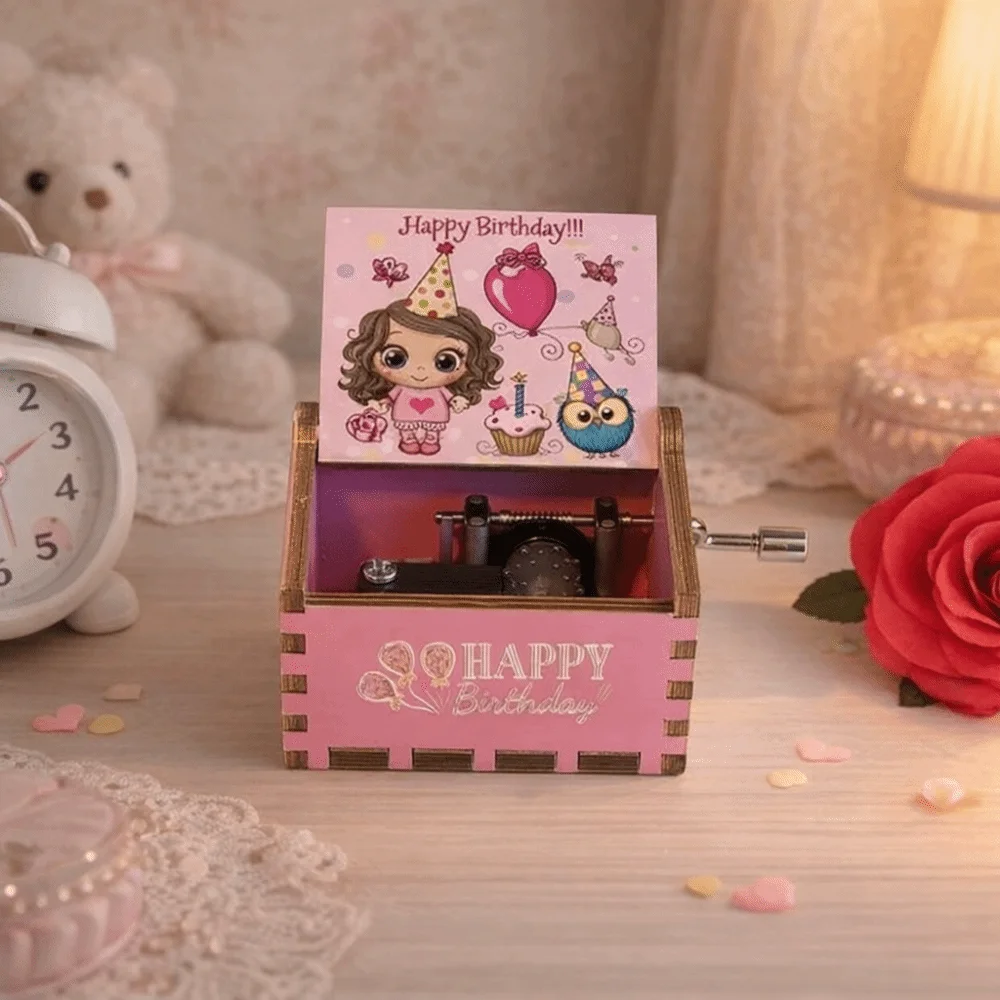 Caja de música de madera con grabado láser retro para niños - imagen 4
