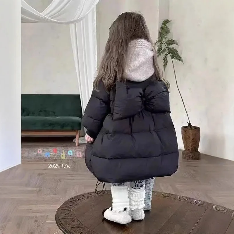 Abrigos de algodón elegantes para niñas, moda de invierno de estilo coreano a la moda para niños pequeños y niños, chaquetas de invierno de longitud media para niños - imagen 2
