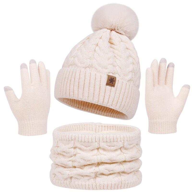 Set de invierno para bebé con gorro de pompón y guantes - imagen 5
