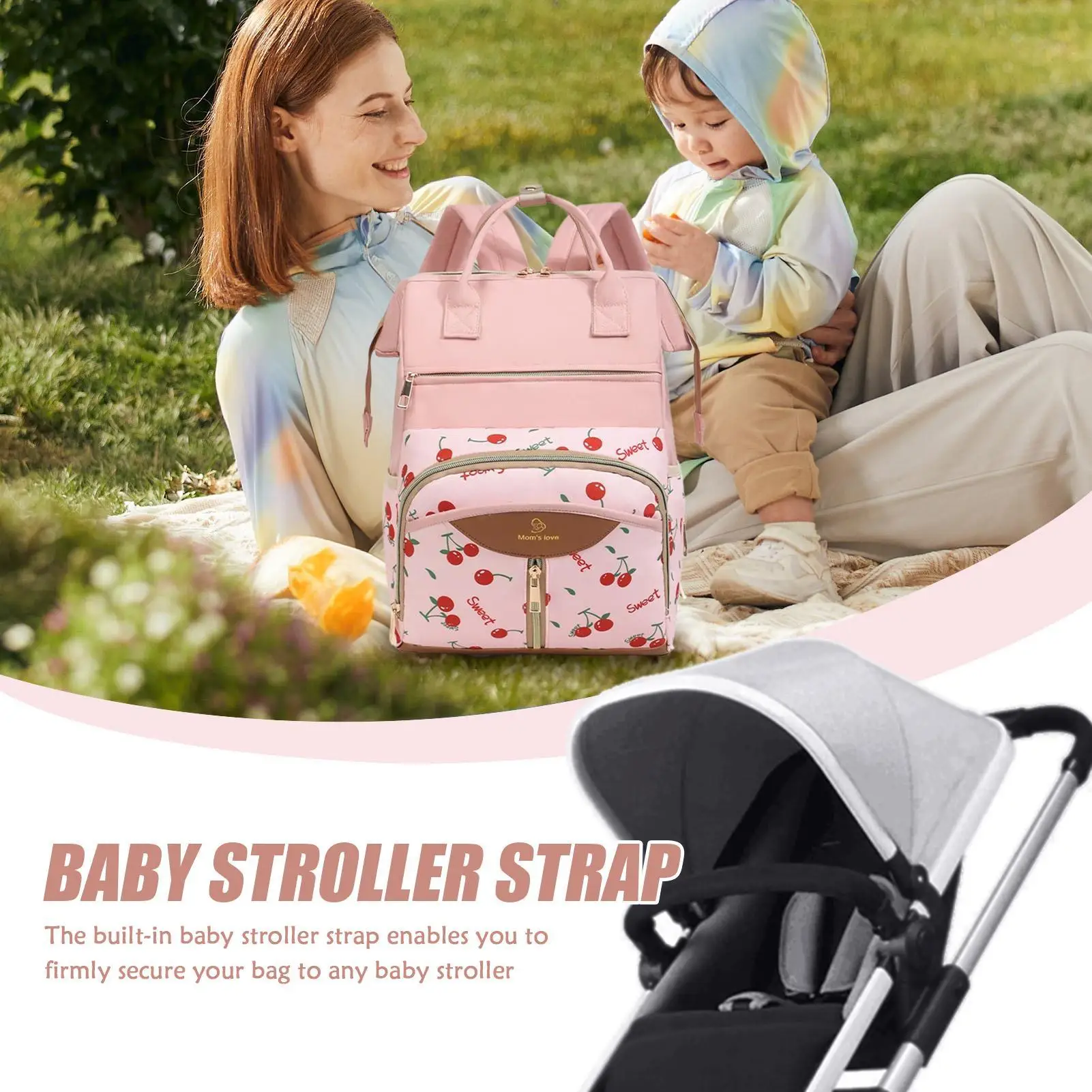 Mochila de pañales impermeable con cambiador y gran capacidad - imagen 5