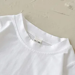Camiseta de bebé de verano de algodón fino blanca