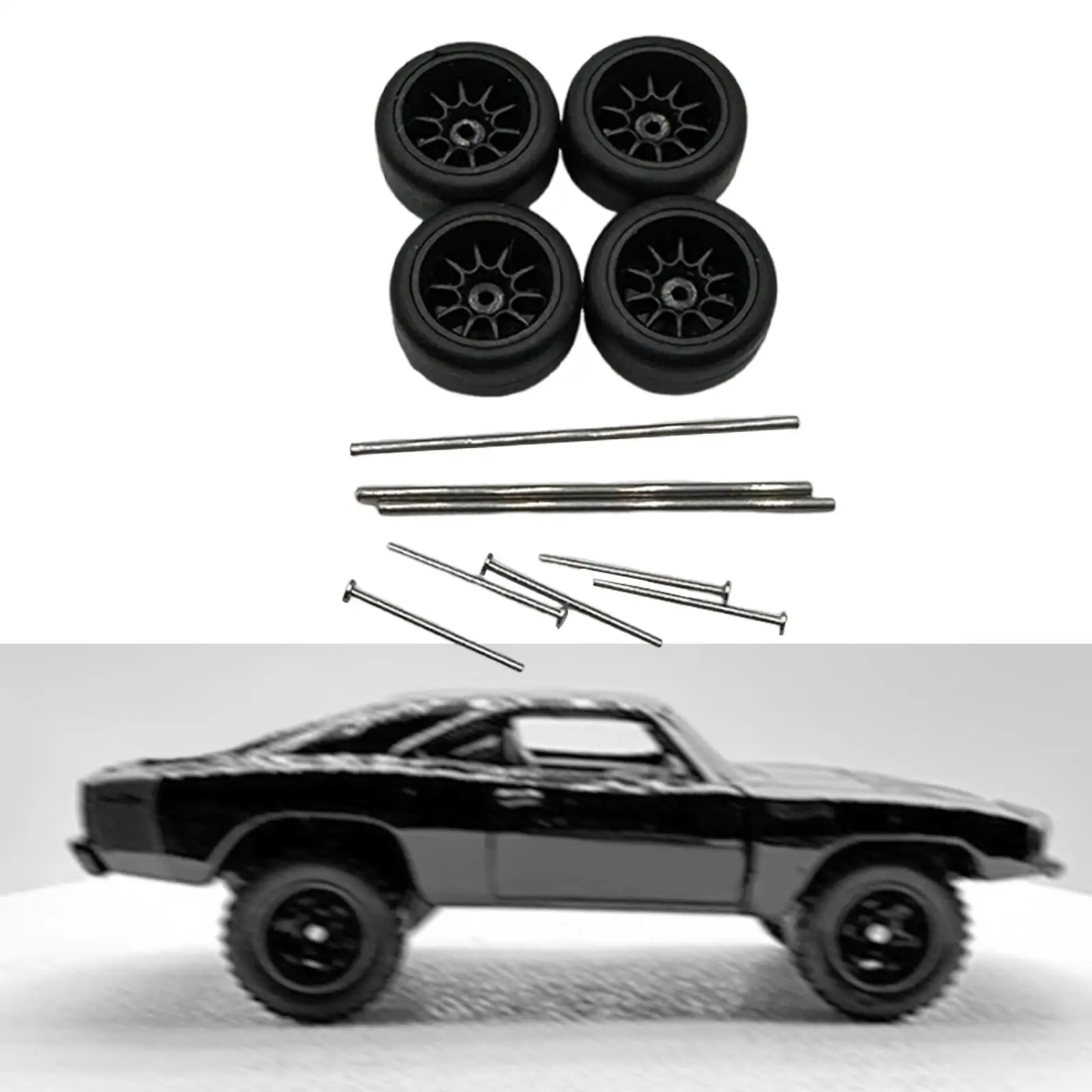 4x RC Car Wheels and Tires RC Upgrade Part Wheels Model RC Alloy Car Accessories for 1/64 RC Car DIY Accessory Spare Parts