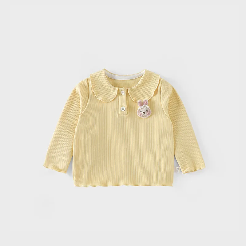 MILANCEL, nueva camisa de otoño para niños, 9M-5T, dulce camisa de conejito 3D para niñas, versión coreana, camiseta holgada con cuello para bebés - imagen 2